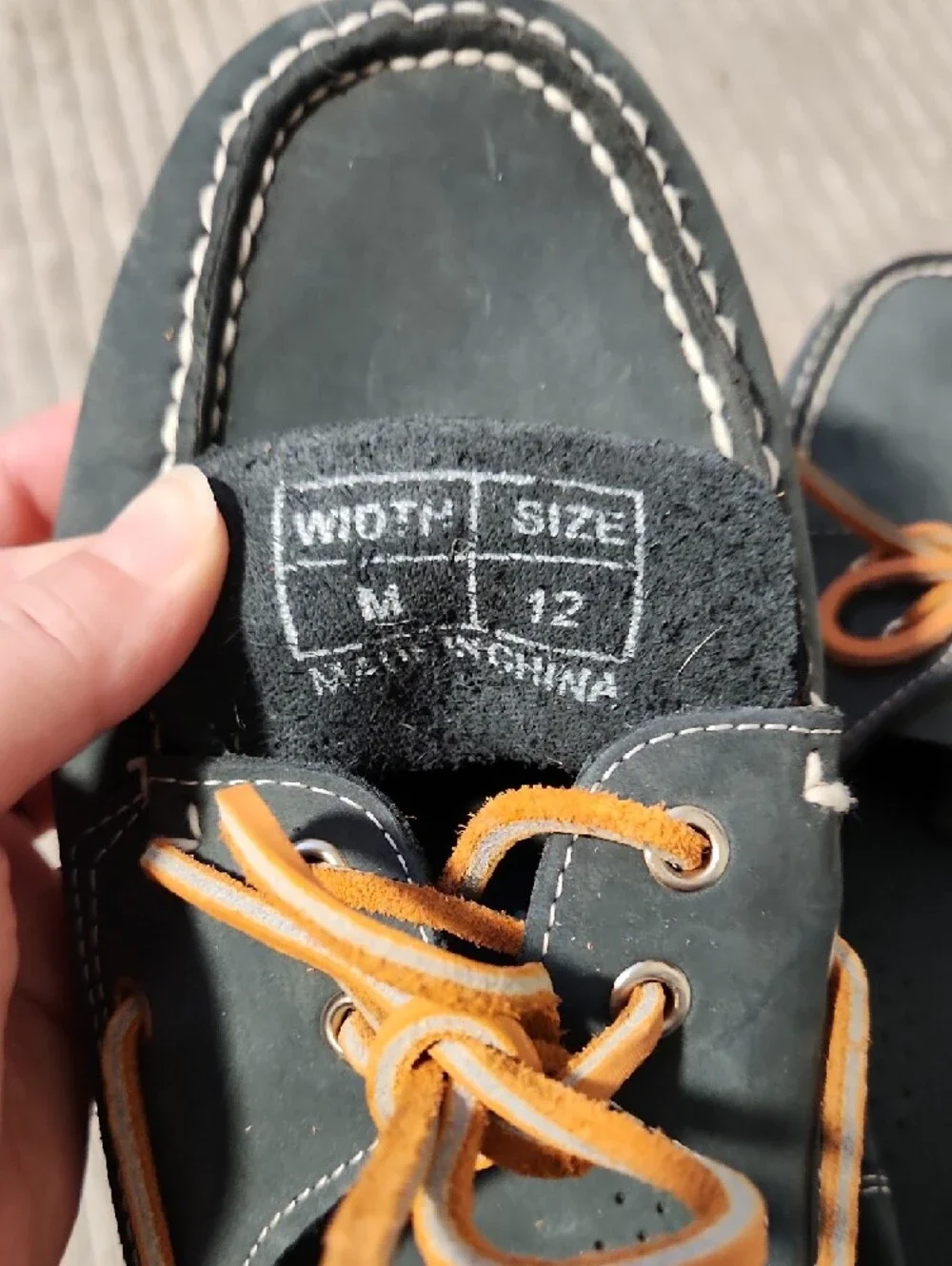 Men's Navy and Orange Boat Shoes - Classic Leather Deck Loafers